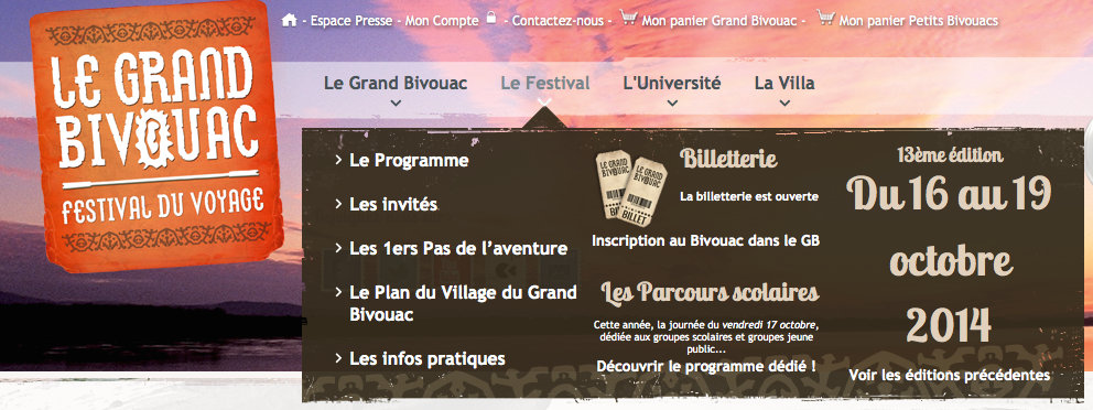 Aller sur le site du festival (www.grandbivouac.com) GrandBivouac2014